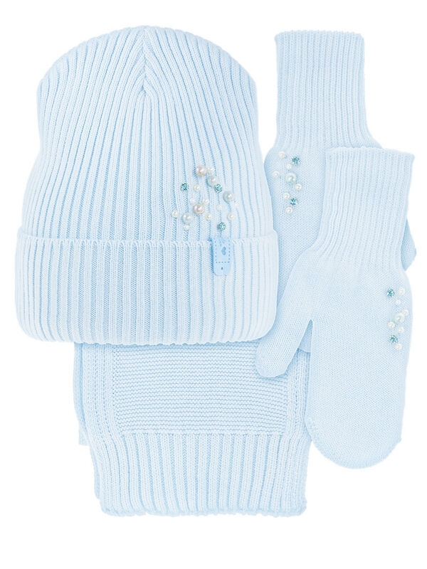 Комплект для девочки Ниагара, Миалт бледно-голубой, весна-осень - Комплект: шапочки и шарф