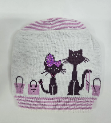 Шапка для девочки Модница, Миалт бледно-розовый/белый, весна-осень