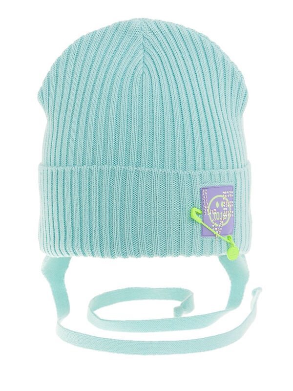 Шапка для девочки Индиана, Миалт мятный, весна-осень - Шапочки на завязках