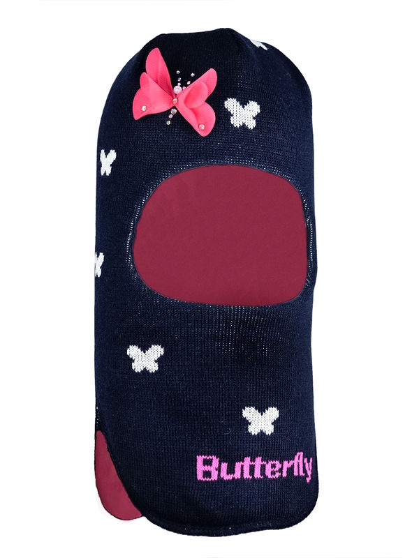 Шлем для девочки Лолита, Миалт темно-синий/белый, весна-осень - Шапки-шлемы осень-весна