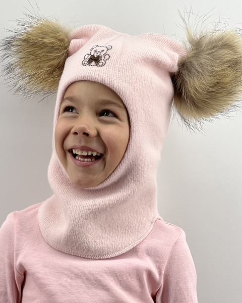 Шапка-шлем Саманта розовый - Шапки-шлемы зима-осень