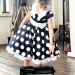 Платье для девочки нарядное БУШОН ST20, стиляги цвет темно-синий, принт белый горох