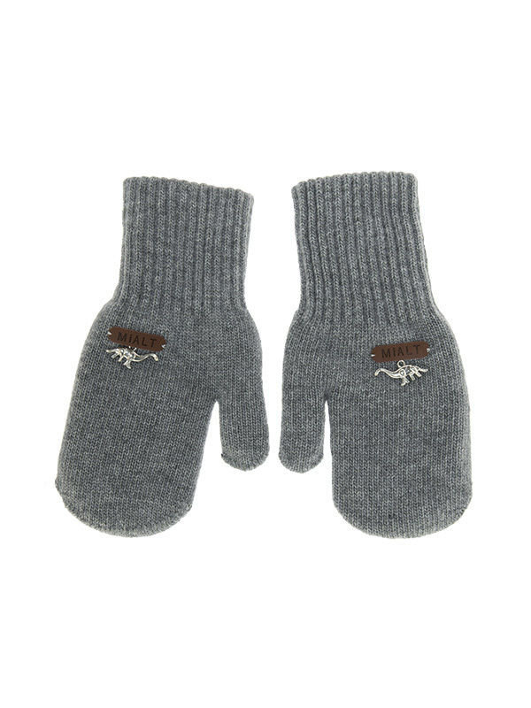 Варежки для мальчика Диплодок, Миалт серый - Варежки