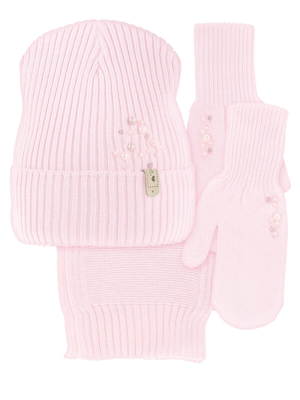 Комплект для девочки Ниагара комплект, Миалт бледно-розовый, весна-осень - Комплект: шапочки и шарф