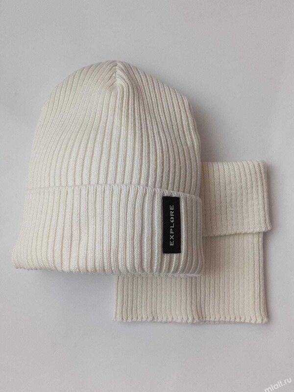Комплект для мальчика Турист, Миалт белый, зима - Комплекты: шапка и шарф