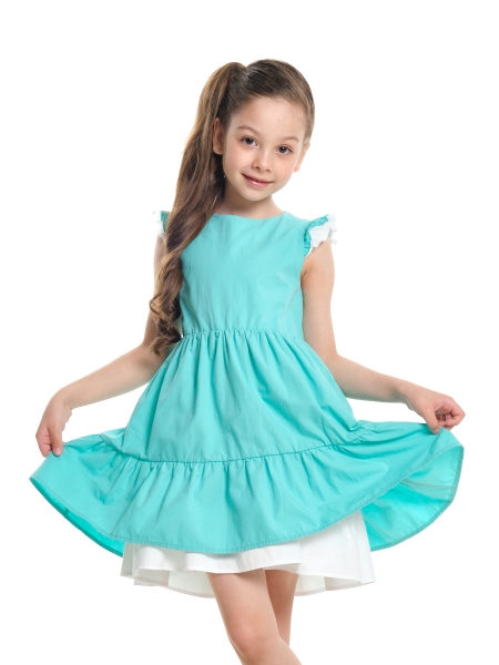 Платье для девочек Mini Maxi, модель 7528, цвет бирюзовый - Платья для девочек с коротким рукавом