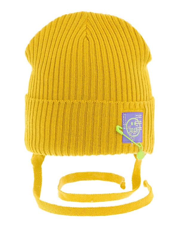Шапка для девочки Индиана, Миалт желтый, весна-осень - Шапочки на завязках