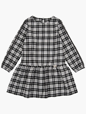 Платье для девочек Mini Maxi, модель 6837, цвет черный/белый/клетка