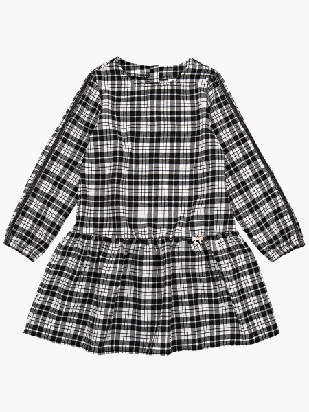Платье для девочек Mini Maxi, модель 6837, цвет черный/белый/клетка - Платья для девочек с длинным рукавом