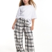 Брюки для девочек Mini Maxi, модель 5161, цвет белый/клетка