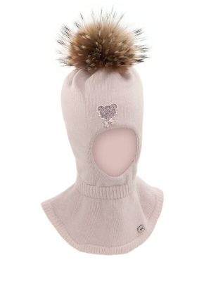 Шлем для девочки Конопушка, Миалт бледно-розовый, зима
