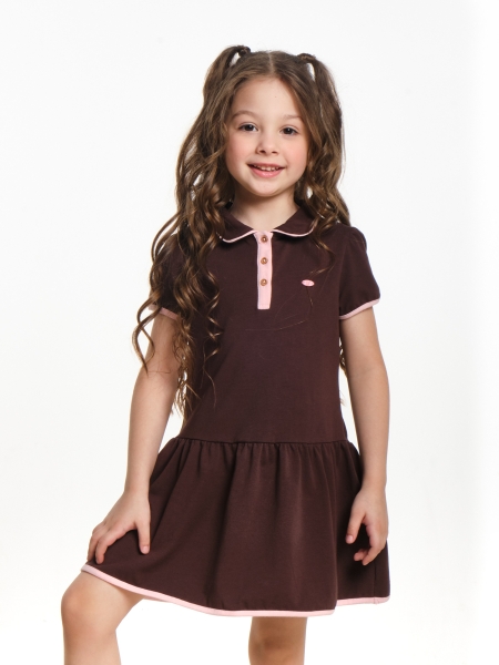 Платье для девочек Mini Maxi, модель 7008, цвет коричневый/розовый - Платья для девочек с коротким рукавом
