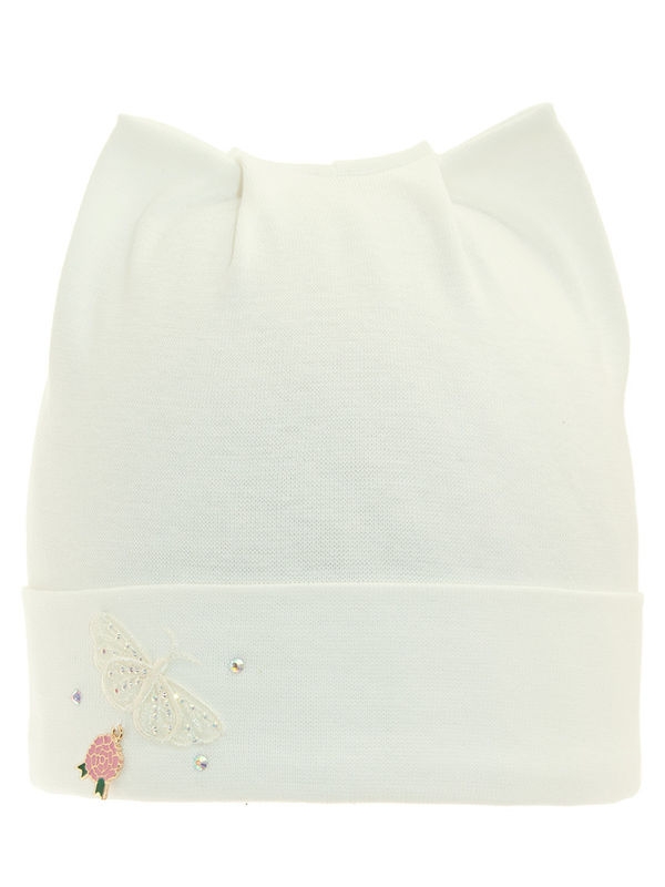 Шапка для девочки Шиповник, Миалт белый, лето - Для девочек весна-осень