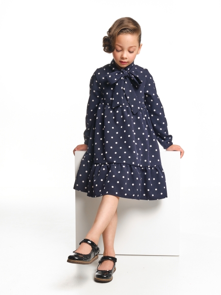 Платье для девочек Mini Maxi, модель 7014, цвет темно-синий - Платья для девочек с длинным рукавом