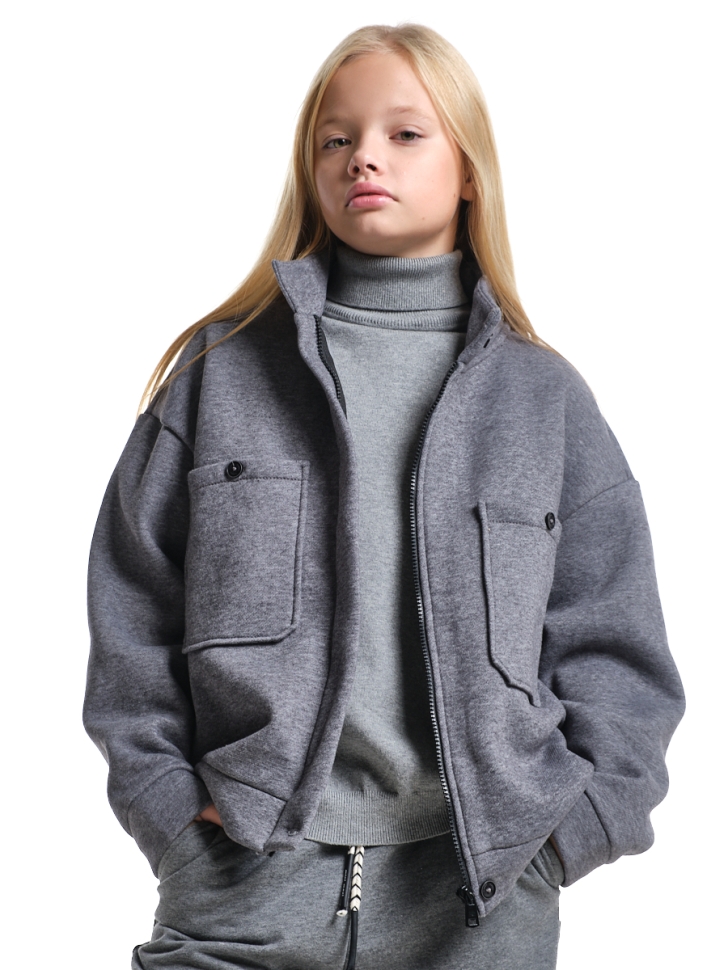 Куртка для девочек Mini Maxi, модель 8025, цвет графит/меланж - Бомберы / куртки