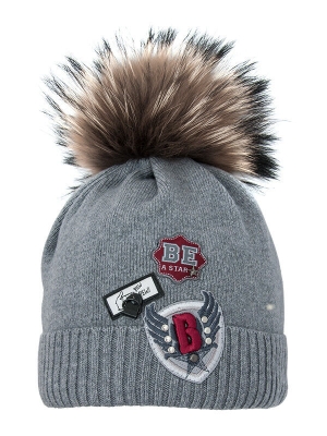 Шапка для мальчика Тайфун, Миалт серый, зима