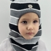 Шапка-шлем зима, скб черный+св.серый+серый помпон