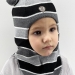 Шапка-шлем зима, скб черный+св.серый+серый помпон