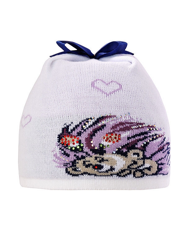 Шапка для девочки Сопелка, Миалт белый/сиреневый, весна-осень - Для девочек весна-осень
