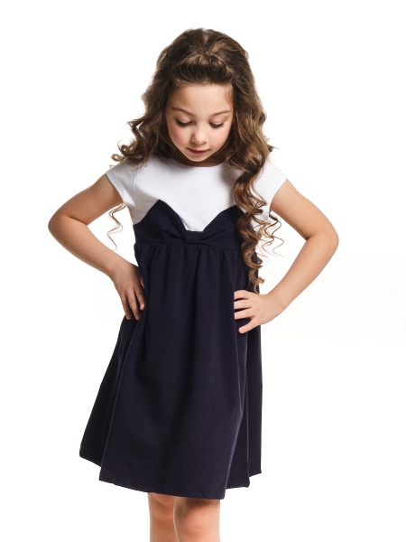 Платье для девочек Mini Maxi, модель 2655, цвет белый/синий - Платья для девочек с коротким рукавом