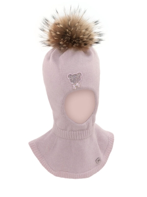 Шлем для девочки Конопушка, Миалт пудровый, зима