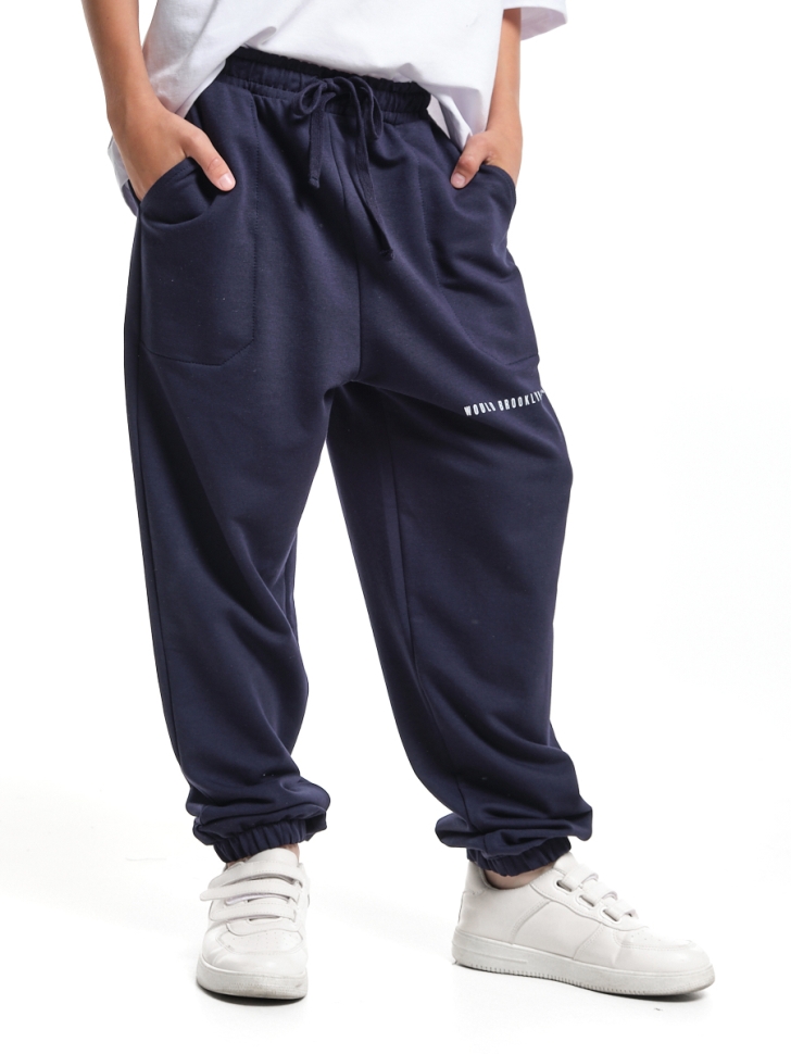 Джоггеры для мальчиков Mini Maxi, модель 7974, цвет синий - Брюки спортивные (джогеры)