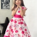 Платье для девочки нарядное БУШОН ST37, стиляги цвет белый/розовый принт фламинго