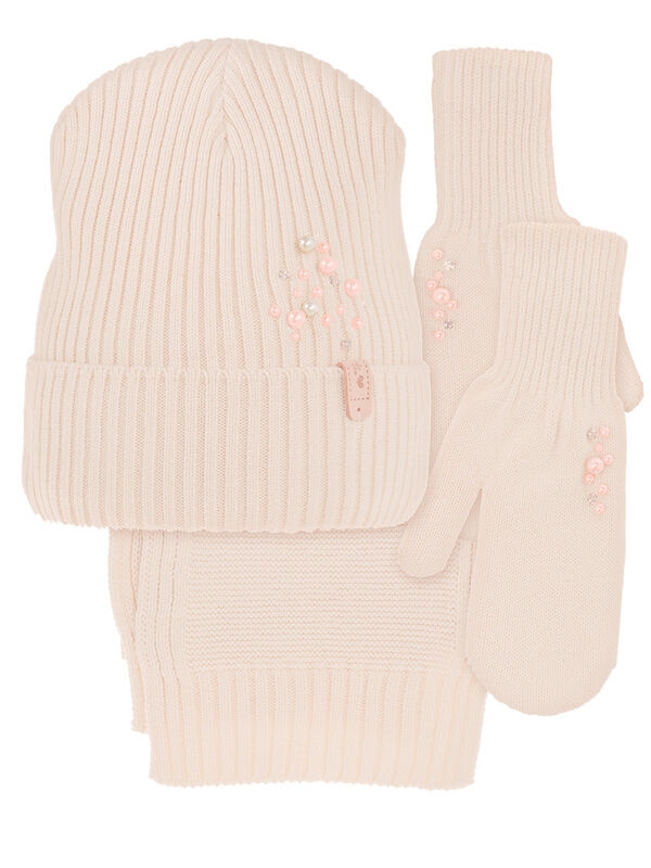 Комплект для девочки Ниагара комплект, Миалт светло-бежевый, весна-осень - Комплект: шапочки и шарф