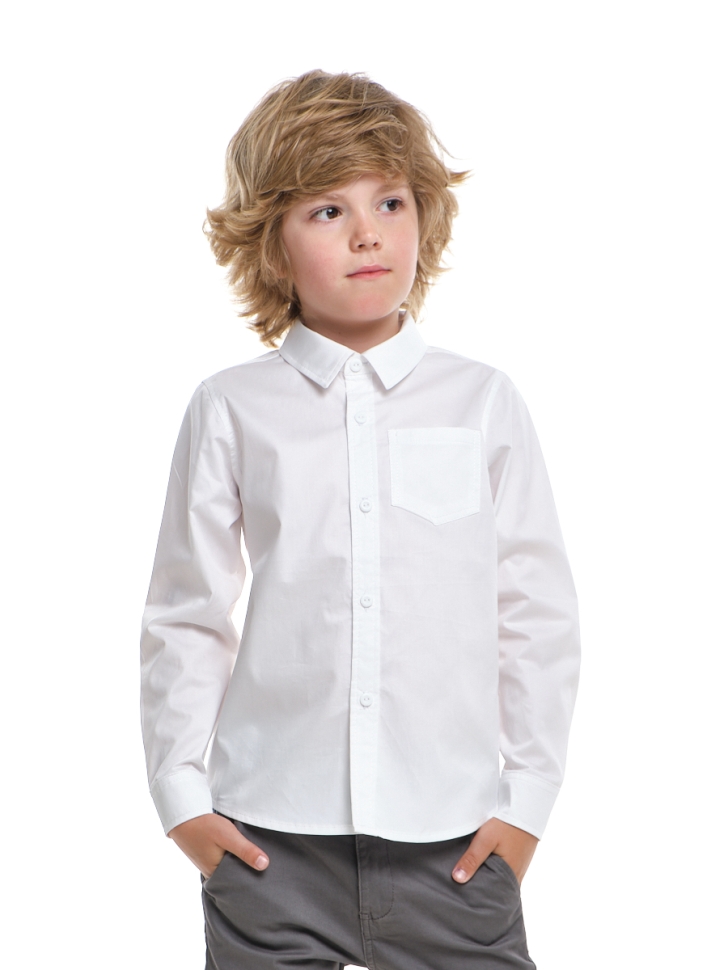 Рубашка для мальчиков Mini Maxi, модель 7821, цвет белый - Рубашки с длинным рукавом