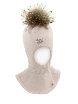 Шлем для девочки Конопушка, Миалт светло-бежевый, зима