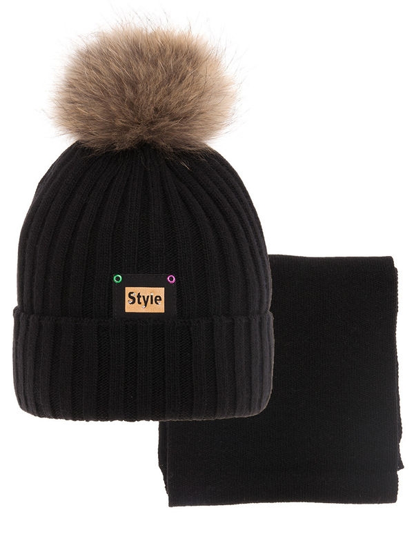 Комплект для девочки Ментол комплект, Миалт черный - Комплекты: шапка и шарф