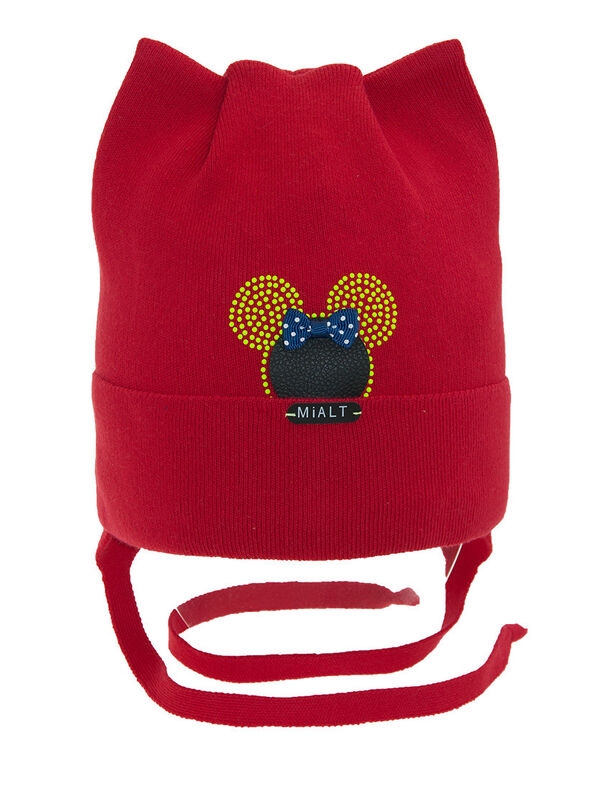 Шапка для девочки Нутелла, Миалт темно-красный, весна-осень - Шапочки на завязках