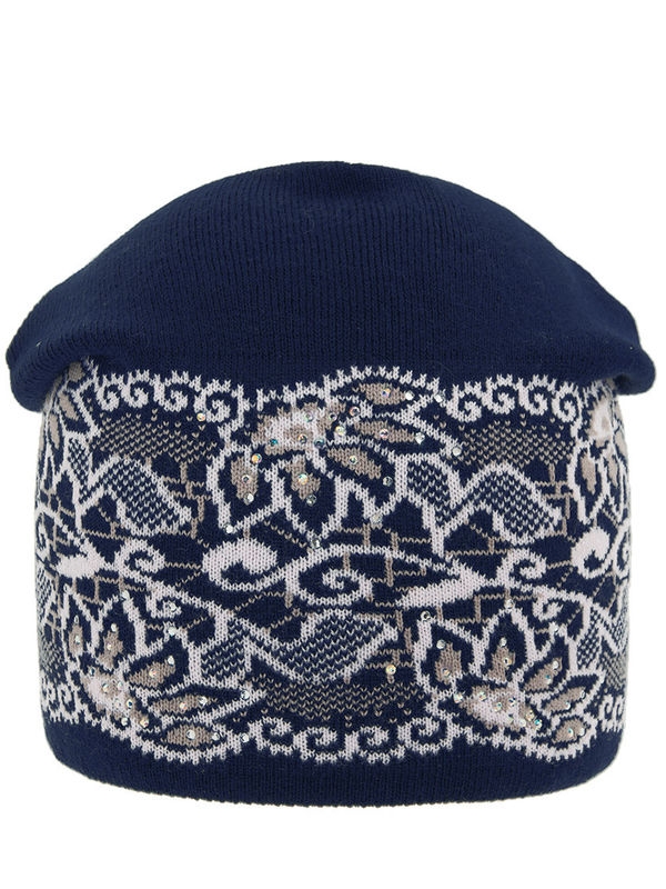 Шапка для девочки Лотос, Миалт темно-синий/пудровый - Для девочек весна-осень