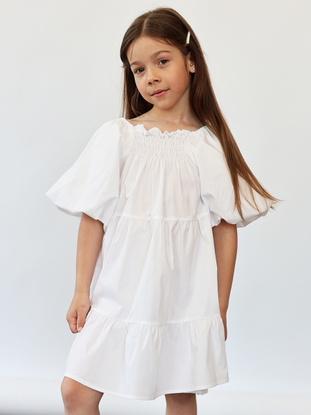 Платье для девочки хлопок БУШОН ST64, цвет белый - Платья коктельные / вечерние