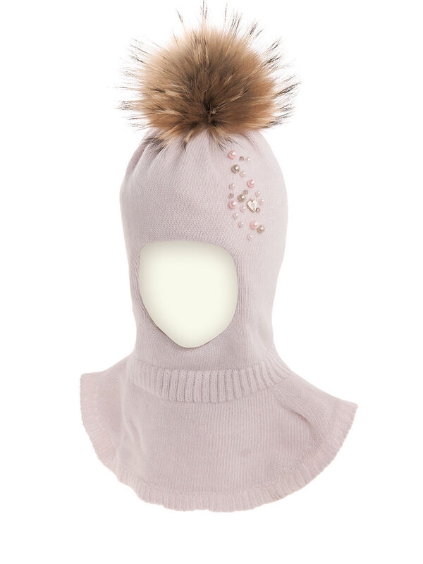 Шапка для девочки Хрусталь, Миалт бледно-розовый, зима - Шапки-шлемы зима-осень