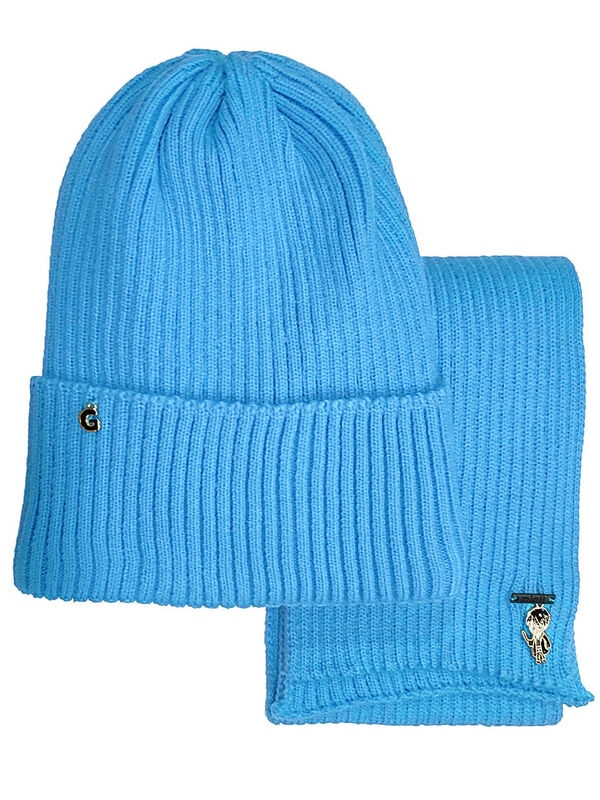 Комплект для девочки Мистика-2, Миалт ярко-голубой, весна-осень - Комплект: шапочки и шарф