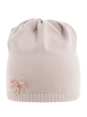 Шапка для девочки Мисс Кисс, Миалт бежево-розовый, весна-осень