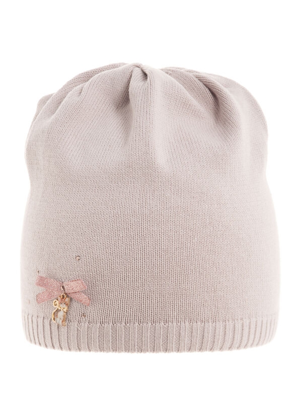 Шапка для девочки Мисс Кисс, Миалт бежево-розовый, весна-осень - Для девочек весна-осень