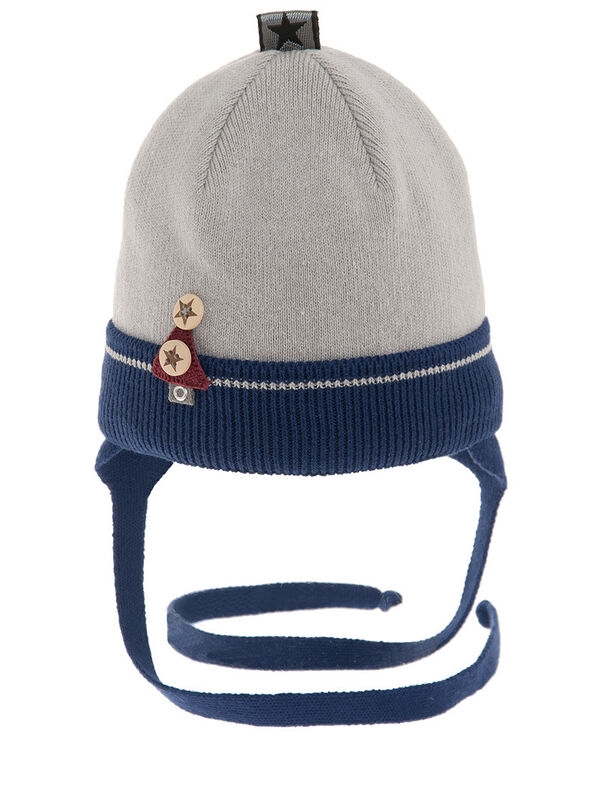 Шапка для мальчика Buddy, Миалт светло-серый/темно-джинсовый, весна-осень - Шапки весна-осень