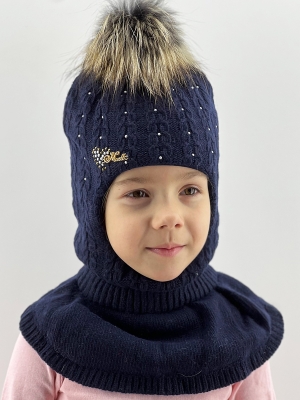 Шлем для девочки Кассандра, Миалт темно-синий, зима