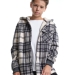 Толстовка для мальчиков Mini Maxi, модель 8028, цвет графит/белый/клетка
