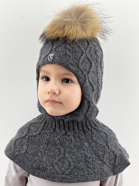 Шапка-шлем для мальчика Олли т.серый - Шлемы осень-зима