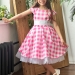 Платье для девочки нарядное БУШОН ST37, стиляги цвет светло-розовый/белый принт клетка