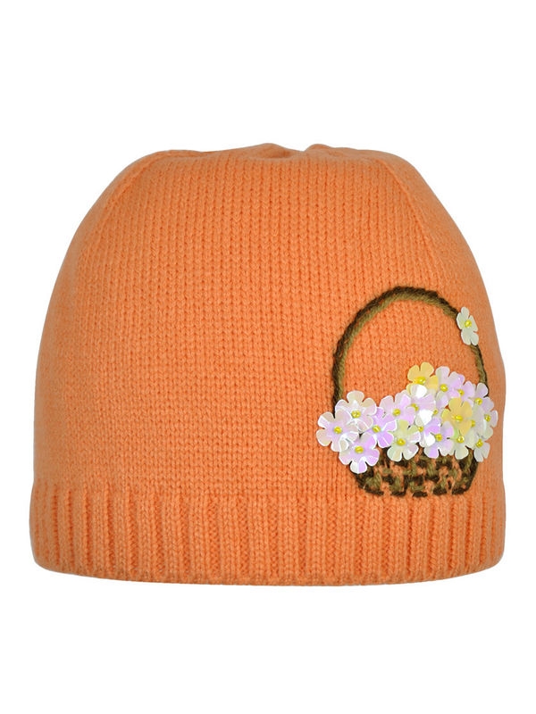 Шапка для девочки Лютики- цветочки, Миалт оранжевый, весна-осень - Для девочек весна-осень