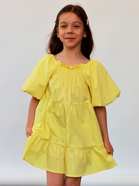 Платье для девочки хлопок БУШОН ST64, цвет желтый - Платья коктельные / вечерние