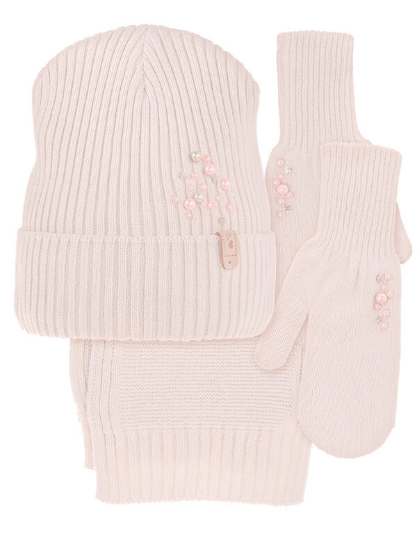 Комплект для девочки Ниагара комплект, Миалт бледно-бежевый, весна-осень - Комплект: шапочки и шарф