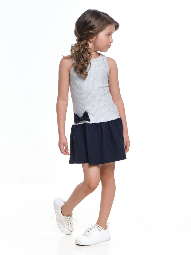 Платье для девочек Mini Maxi, модель 7184, цвет серый/синий - Платья для девочек с коротким рукавом