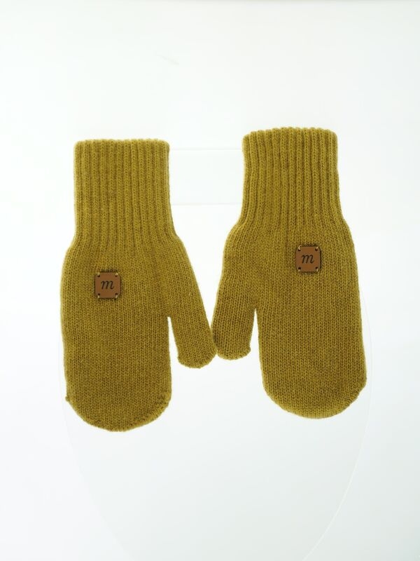 Шапка для девочки Варежки Микаэль, Миалт горчичный, зима - Варежки