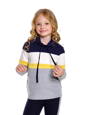 Джемпер для девочек Mini Maxi, модель 7539, цвет синий/серый/горчичный