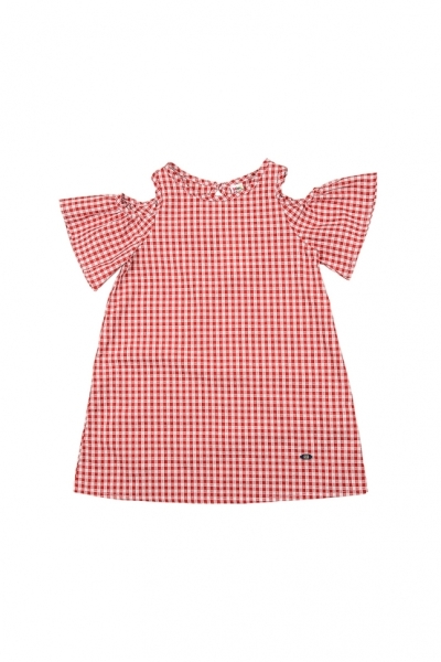 Платье для девочек Mini Maxi, модель 4886, цвет красный/клетка - Платья для девочек с коротким рукавом
